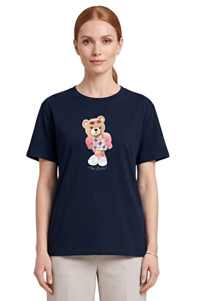 DK DAKSEL Daksel Women's Multicolor Too Cute Teddy Bear Printed Oversize Cott...