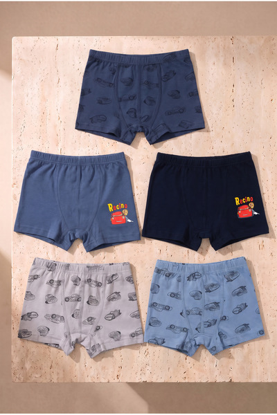 Katia&Bony Boy's car patterned 5-piece boxer set