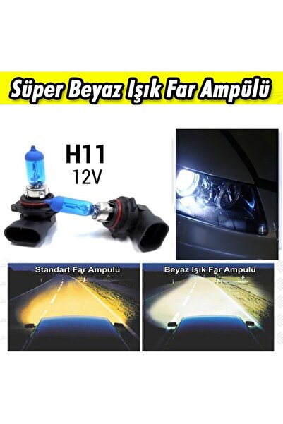 Universal H11 Beyaz Işık Far Ampulü 12V 55 Watt
