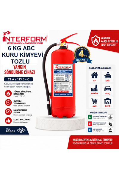 İNTERFORM YANGIN SÖNDÜRME VE GÜVENLİK SİSTEMLERİ 6 KG ABC KURU KİMYEVİ TOZLU ...