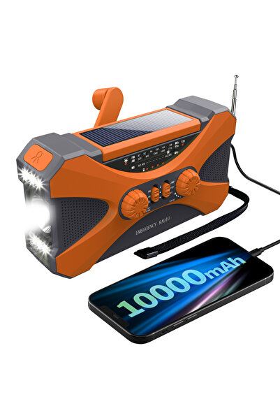 Choice Orange 10000mAh Emergency Radio, Solar Hand Crank Radio, Portable AM/F...