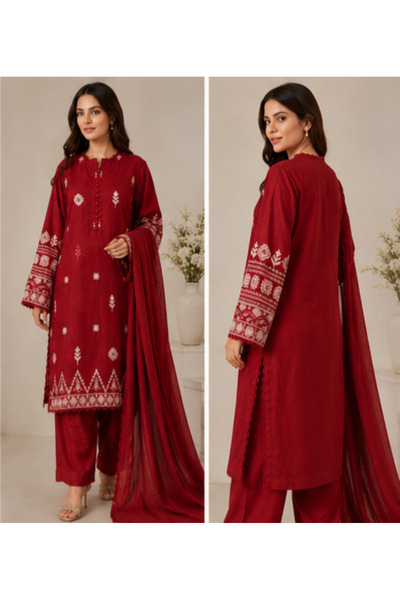 6TEEN Red Embroided 3pc suit