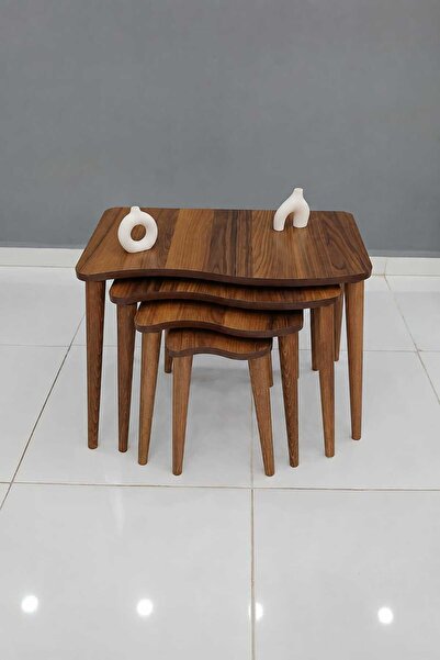 deniss home Dörtlü  Ahşap  Mdf  Zigon Sehpa S Model Kahverengi