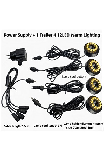 choice2 EU Plug 1T4 12LED Yellow 12V 1 to 3 to 4 Aquarium Light LED Circle Li...