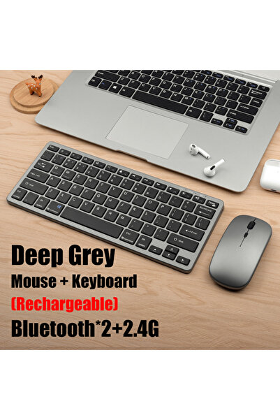 GOOJODOQ KM02 Set Grey Wireless Keyboard Bluetooth 5.0&2.4G Mini Multimedia t...