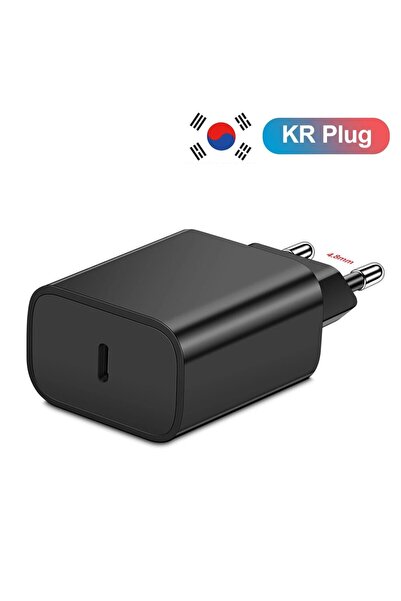 Choice 1PCS KR Plug Black 20W PD Korean USB C Type C Charger For iPhone 15 Fa...