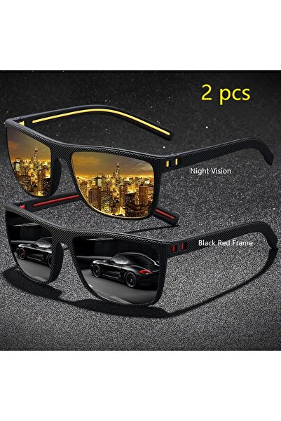 choice2 NightVision-BlackRed 2PCS Fashion Vintage Check Pattern Sunglasses Fo...