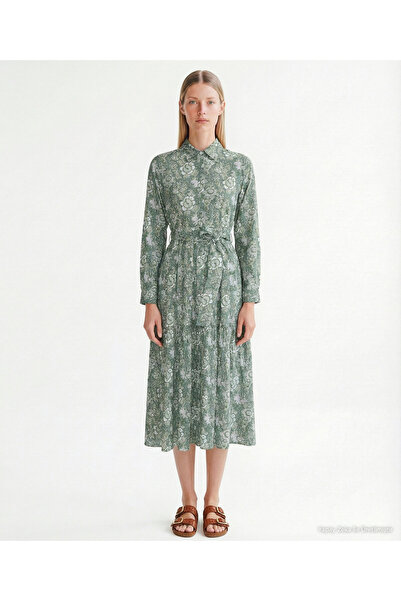 Yargıcı Loose Shirt Collar Long Sleeve Dress