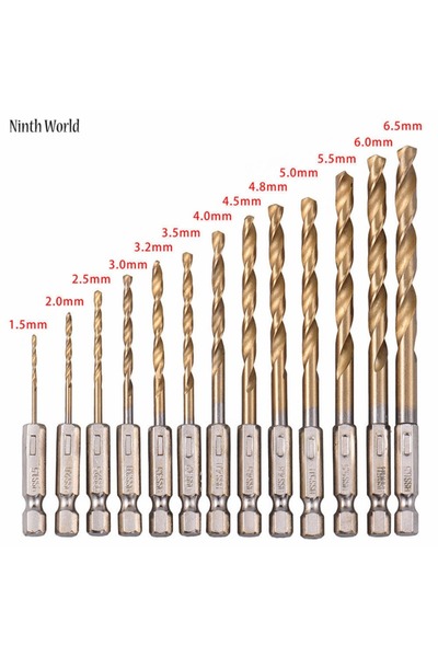 Choice 13pcs/lot High Speed Steel HSS Titanium Coated Drill Bit Set 1/4 Hex S...