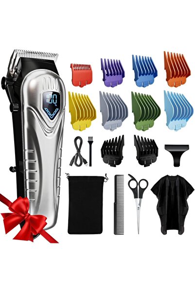 Choice Silver Sweker Hair Clippers Cordless Hair Cutting Kit with 10 Color Co...