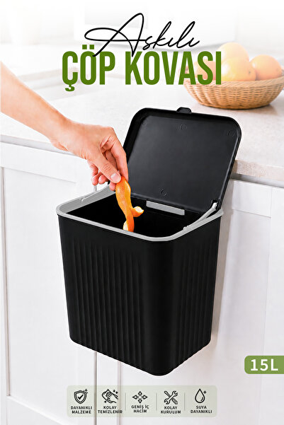 naturelove 15 Litre Askılı Çöp Kovası Dolap Kapağına Asılabilir Tezgah Altı M...