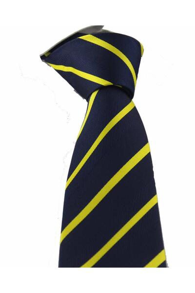 Brianze Yellow Navy Blue Striped Tie Fb-1