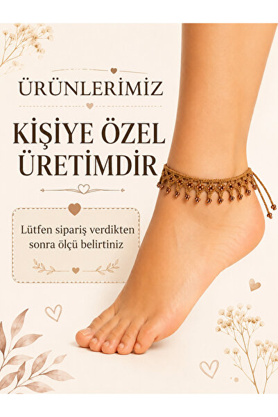 NEHOLİA Boncuklu Halhal El Örgüsü Ayarlanabilir Bohem Yazlık Ayak Bileği Takısı