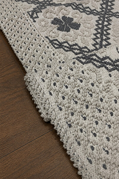 Çelsa Home Lilyum Bukle Lüks Pamuklu, Makinede Yıkanabilir Kilim Gri 80x300 /...