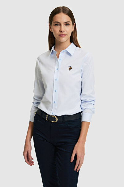 U.S. Polo Assn. Kadın Açık Mavi Uzun Kollu Basic Gömlek 50320211-VR003