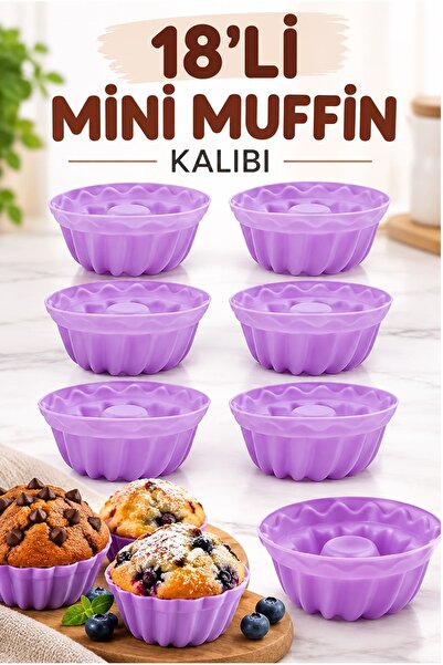 Kitchen Beauty 18 Adet Silikon Muffin Cupcake Kalıbı Yıkanabilir Mini Kek Muf...