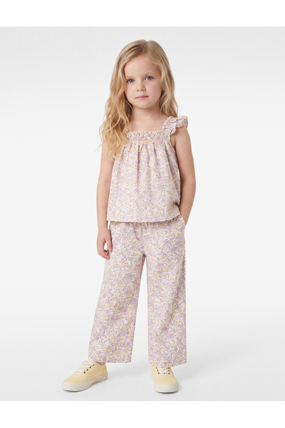 Koton Çiçekli Gipeli Poplin Mor Kız Bebek Bluz 6SMG60046AW