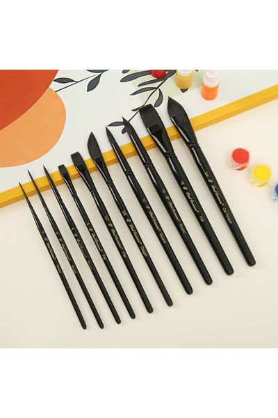 Choice 10pcs 10-Piece Set Wooden Handle Nylon Bristle Cat Tongue Flat-Tipped ...