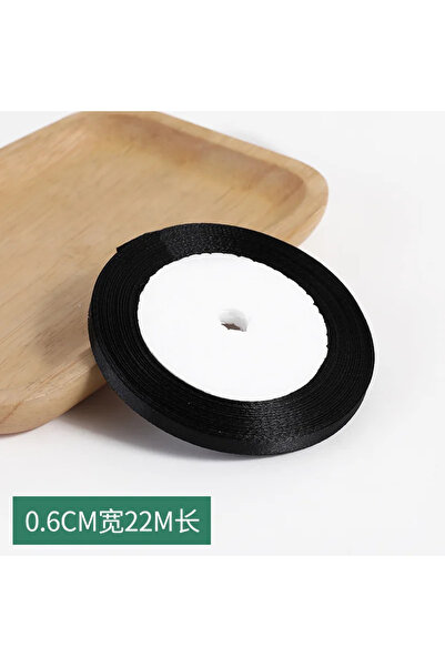 Choice7 ribbon 6mm black 1pc 22 Meters/Roll (6mm-50mm) Black Polyester Satin ...