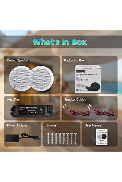Choice7 Amplifier Sets EU Plug white STUDIOFINIX 2PCS 4" Waterproof Ceiling B...
