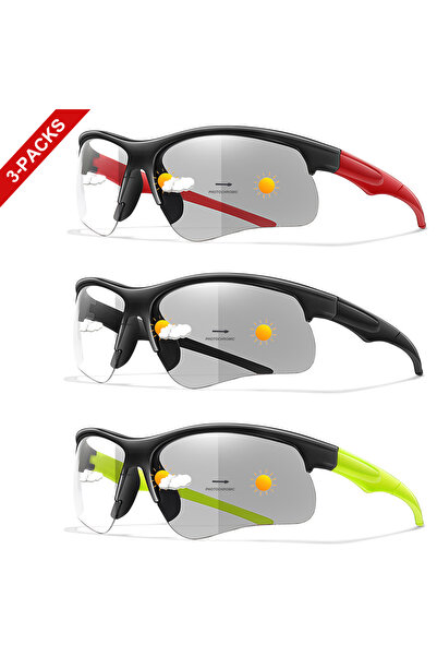 Choice BZ12-13-14 3 Pairs Men and Women's Photochromic Cycling Sunglasses Out...