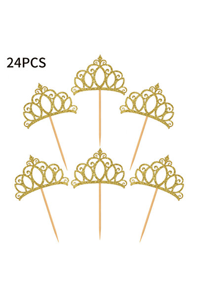 Choice Gold YOMDID 24Pcs Princess Crown Cupcake Toppers Glitter Crown Toppers...