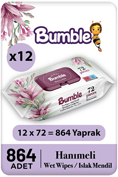 Bumble Hanımeli Wet Wipes 72 Pack of 12