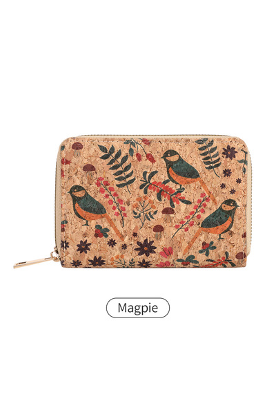 Choice5 QB399-Magpie Retro Printed Women's Short Wallet Zipper Portable PU Le...