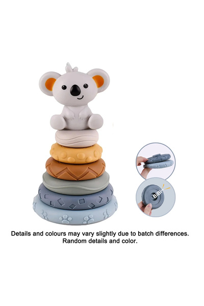 Choice 6pc koala Baby Silicone Building Blocks Montessori Toys for Babies Squ...