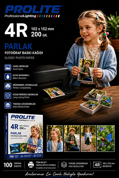 Prolite Fotoğraf Resim Baskı Kağıdı 4R.( 1 paket 100 Adet)