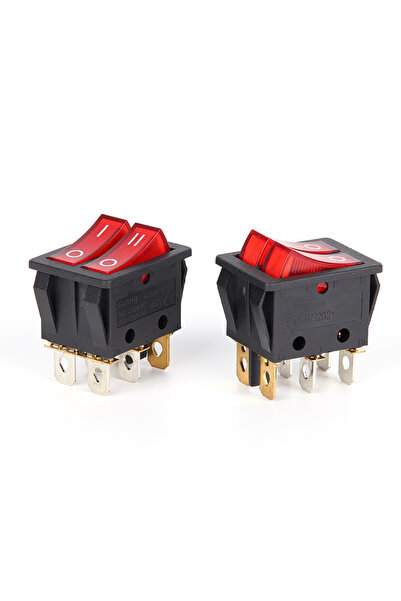 Choice Red 2PCS AC 15A/250V 20A/125V Double Red Light 6 Pin SPST ON/Off 2 Way...