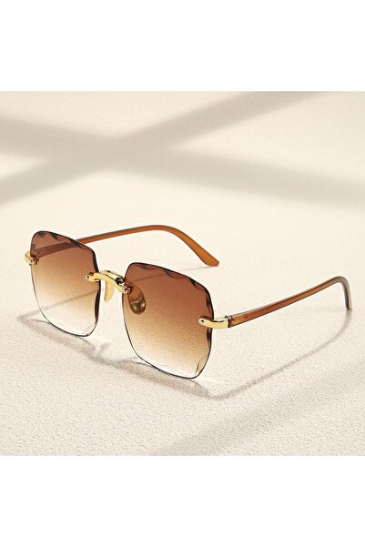 Choice Brown Square Frameless Classic Gradient Women Sunglasses