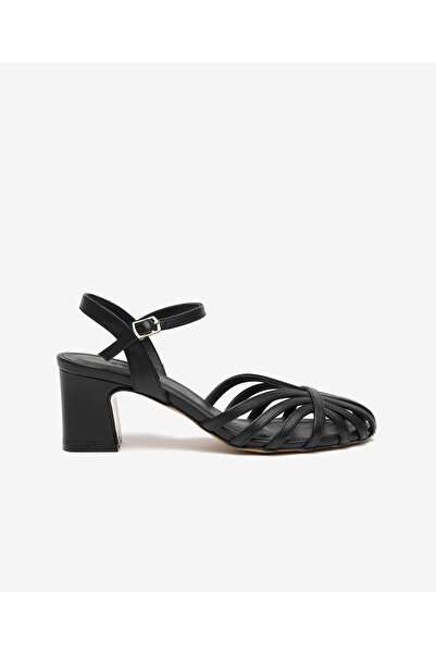 Greyder Kadın Siyah Hakiki Deri Topuklu Sandalet 6Y2WS59414