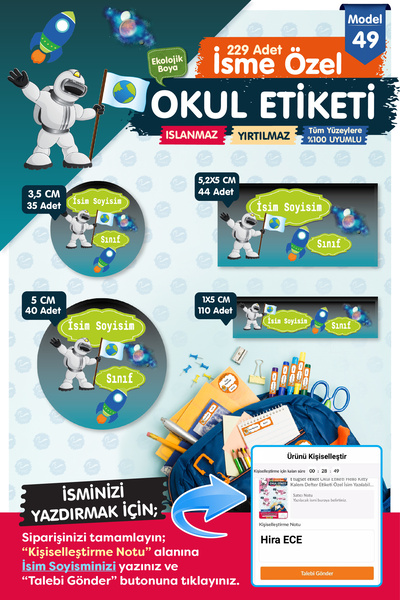 t tuğset etiket Okul Etiketi Kalem Defter Etiketi Özel Isim Yazılabilen Etike...