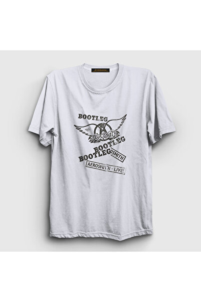 Presmono Unisex beli bootleg Aerosmith T-shirt 376877tt