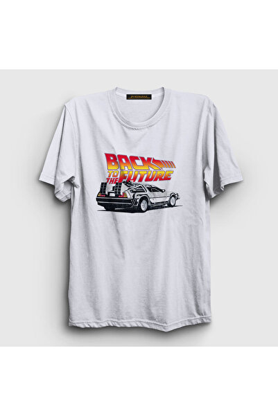 Presmono Unisex White Delorean Movie Back To The Future T-shirt243003tt