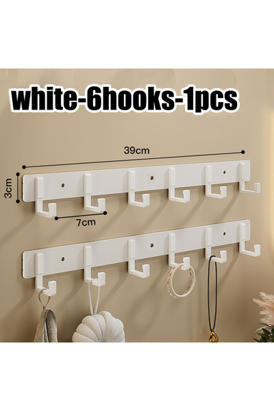 Choice1 white-6hook Kitchen Space Aluminum Punch-Free Hooks Are Easy to Insta...