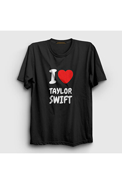 Presmono Unisex Black I Love Taylor Swift T-shirt311197tt