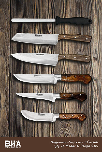 bha Sürmene BHA Ahşap Günlük Kullanım Detaylı Şef Santoku Günlük  Mutfak Çeyi...