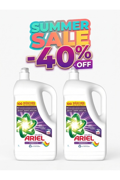 Ariel 2 x Detergent lichid de rufe Color+, 100 de spălări, 5L