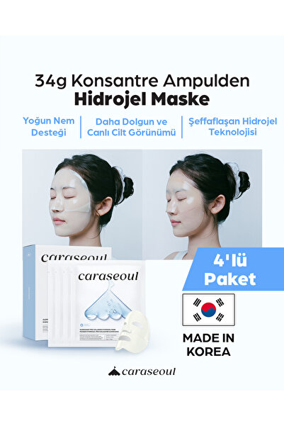 Caraseoul Collagen Supported Hydrogel Face Mask 4-Pack – Transparent Intensiv...