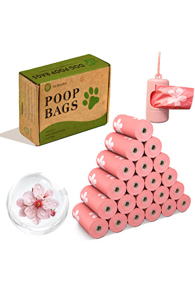 choice2 4Rolls 60bags Pink Photodegradable Pink Dog Poop Bags with Floral Fra...