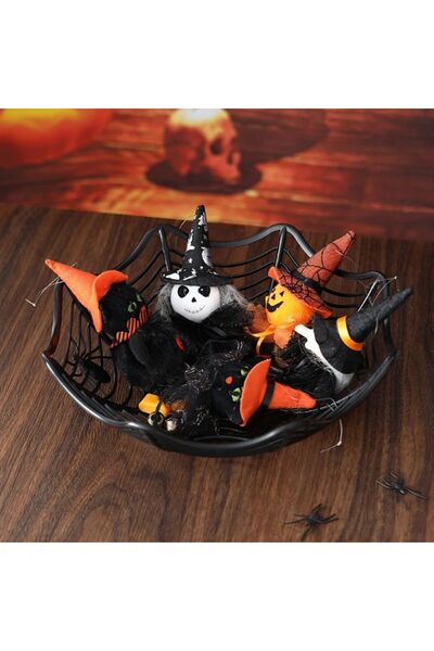 partidolu Halloween Örümcek Ağı Şeklinde Plastik Malzeme Koyma Kasesi 28x8 CM...