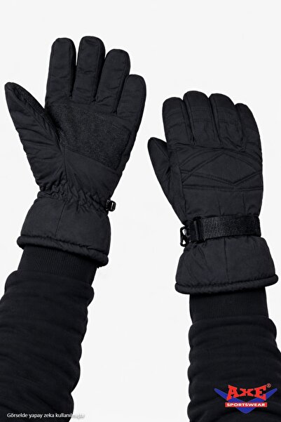 AXE SPORTSWEAR Men's Black Winter Ski Snow Gloves with Velcro Adjustment at t...