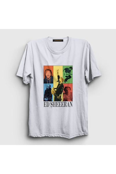 Presmono Unisex Λευκή Αφίσα Μουσικής Ed Sheeran T-Shirt 486770tt