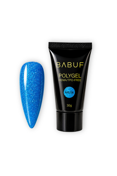 BABUF Polygel albastru electric Electric Blue APLG8, reflexii fine, 30g