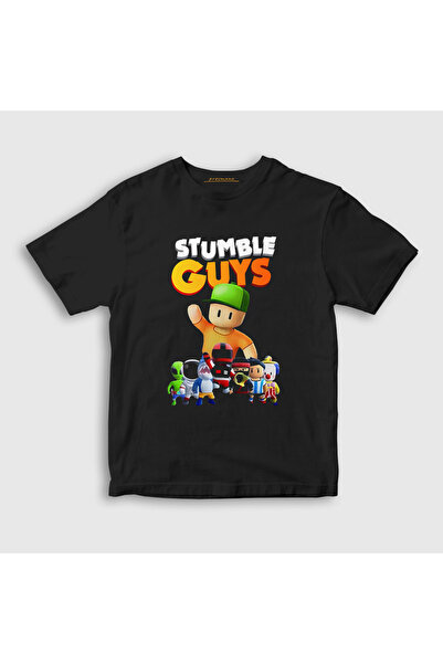 Presmono Unisex Kids Black Mr Stumble Stumble Guys T-Shirt 561242Tt