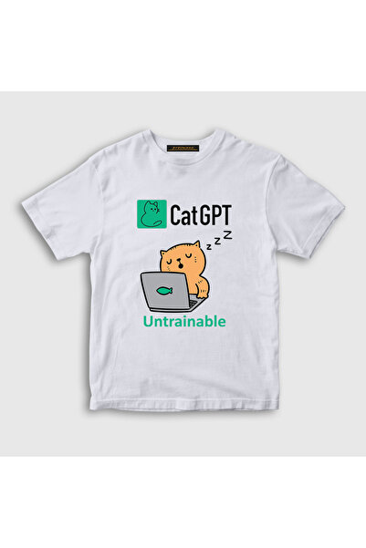 Presmono Unisex Copii Pisica albă Gpt Funny Artificial Intelligence pisică pi...