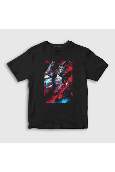 Presmono Unisex Παιδική Μαύρη Αφίσα Ποδοσφαίρου Cr7 Μπλουζάκι Cristiano Ronal...