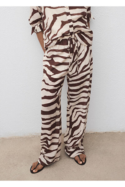MANGO Woman Zebra Print Baggy Pants